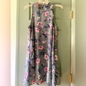 High neck midi floral dress